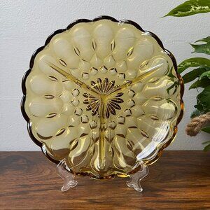 Anchor Hocking Amber Relish Dish Separated Three-Section Plate 8.5"